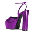thumbnail image 2 of YDN Women's Thick Platform Open Toe Sandals Chunky High Heel Buckled Strap Pumps Shopping Daily Summer Shoes Size 7.5 Purple, 2 of 4