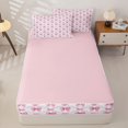 thumbnail image 4 of Homewish Pink Bow Zipper Full Size Comforter Sets with Fitted Sheet and 2 Pillowcases,Princess Style Zipper Bedding Set,Pink Reversible,4-Piece, 4 of 7