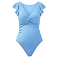 thumbnail image 7 of TGPMGRZ Ruffle Ribbed Maternity Swimsuit One Piece High Waisted Pregnancy Bathing Suits Push Up Swimwear #02 Sky Blue, Size XL, 7 of 7