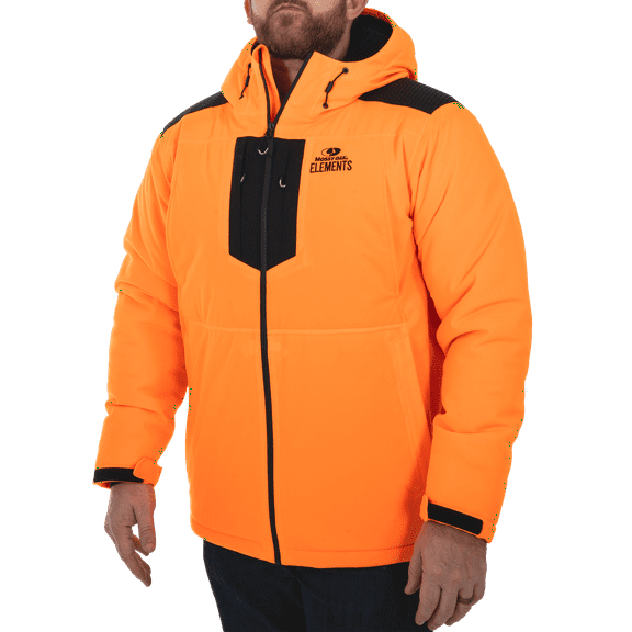 Mossy Oak Elements Men’s Sherpa Lined Waterproof Hunting Jacket, Mossy Oak Blaze, Size Large