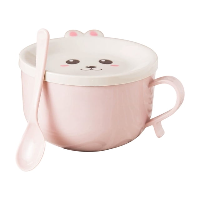 Pink Compact Stainless Steel Food Bowl With Anti-Spill Design Perfect For Instant Noodles Cereal Breakfast #5tb1v