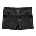 thumbnail image 3 of MSemis Kids Girls Metallic Shiny Stretch High Waisted Athletic Booty Dance Shorts Black 16, 3 of 6