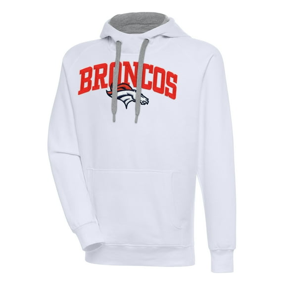 Men's Antigua  White Denver Broncos Victory Pullover Hoodie