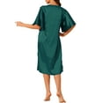 thumbnail image 3 of INSPIRE CHIC Women's Satin Nightdress Flare Bell Short Sleeve Sleep Dress Nightshirt Nightgown S Green, 3 of 6