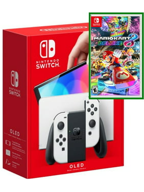 Nintendo Switch OLED Model W/ White Joy-Con Console with Mario Kart 8 Deluxe Game - Limited Bundle