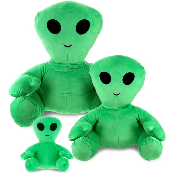 DolliBu Plush Alien Stuffed Toys - Soft Huggable Green Alien Plush Kit, Adorable Space Creature Plush toys, Cute Weird Cuddle Gifts, Super Soft Plush Doll Galaxy Toys for Kids and Adults - 3 Pack