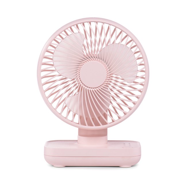 Ventilador de mesa silencioso, pequeño ventilador de escritorio USB con 4 velocidades de viento, se puede ajustar 90 grados, ventilador inalámbrico, rosa JAMW Sencillez