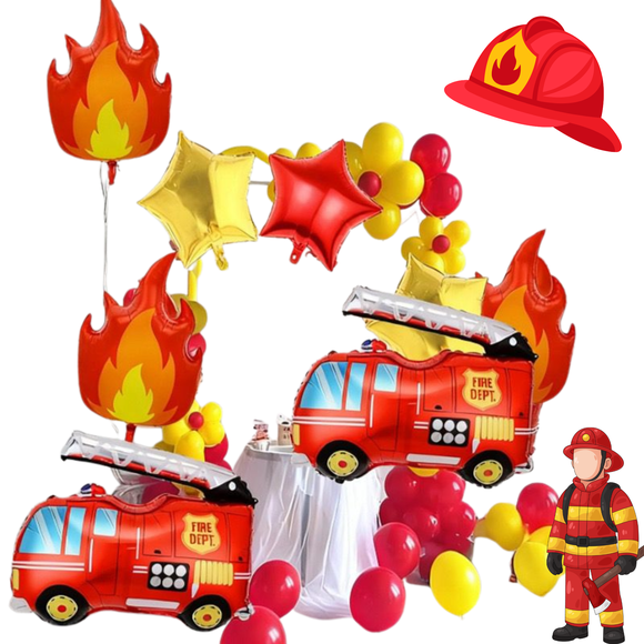 Kit De Globos Decorativos Para Cumpleaños 12 Pzs Bomberos
