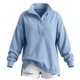 thumbnail image 4 of Textilo Women's Oversized Sweatshirt Henley Neck Half Button Pullover Top Long Sleeves Drop Shoulder Stand Collar Sweatshirt Loose Fit Casual Fall Winter 2026 Comfy Outfits,Sky Blue 3XL, 4 of 7