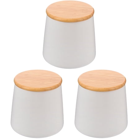 GOOHOCHY  3 Sets Storage Jar Food Containers with Lids Airtight Flour Kitchen Canisters White