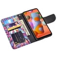 thumbnail image 5 of For Samsung Galaxy A11 Case, Wrist Strap Leather Wallet Case [Kickstand] with ID & Card Slots - Rainbow Flower, 5 of 6