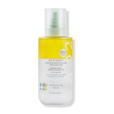 Beekman 1802 Milk Shake Facial Toner - Fragrance Free - 8 oz - Hyaluronic Acid & Squalane Facial Mist - Relieves Redness - Non-Comedogenic, Alcohol Free - Good for Sensitive Skin - Cruelty Free