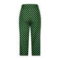 thumbnail image 7 of Kvture Women Capri Pants Polka Dot Print Lounge Capri Pants Elastic High Waist Straight Leg Capris Pant Soft Lightweight Breathable Comfort Trousers Green L, 7 of 7