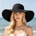 thumbnail image 5 of Loritta Sun Hats for Women Wide Brim Straw Embroidered Floppy Foldable UPF 50+ Beach Hats, Black, 5 of 6