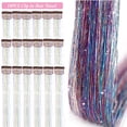 thumbnail image 2 of Hair Tinsel Kit Pack of 18 Pcs Hair Tinsel Clip in 19.6Inch Glitter Tinsel Hair Extensions Heat Resistant Clip in Hair Tinsel Sparkle Fairy Hair Accessories for Kids Girls Women (Pink), 2 of 9