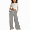 thumbnail image 2 of TOWED22 Girls Sweatpants Straight Elastic High Waist Baggy Pants Drawstring Wide Leg Pants Teen Pockets(Grey,10-12 Y), 2 of 4