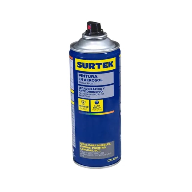 Pintura Aerosol 400ml Negro Mate Secado Rápido Surtek