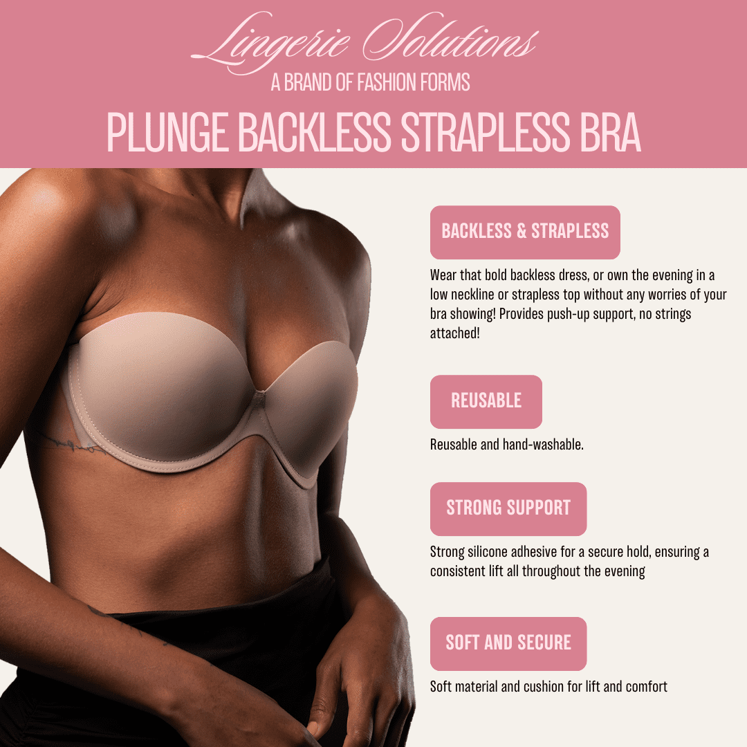 Fashion Forms Women's Plunge Backless Strapless Bra Nude