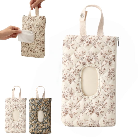 Quilted Baby Diaper and Wipes Pouch, Quilted Baby Wipe Holder, Portable Wet Wipe Pouch for Mom (Beige)