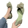 thumbnail image 2 of Fesfesfes Women Flats Shoes Pointed Toe Four Seasons Shallow Mouth Pointed Soft Sole Pean Shoes Bowknot Water Diamond Ladle Shoes 40(7.5), 2 of 5