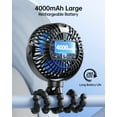 thumbnail image 5 of SWEETFULL Portable Stroller Fan with Display 4000mAh Battery Powered Mini Clip On Fan, 4-Speed Rechargeable Small Personal Cooling for Baby Car Seat Crib Travel, 5 of 7