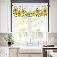thumbnail image 3 of Window Valance Rod Pocket Panel for Kitchen Bedroom Window Watercolor Yellow Sunflowers and Butterflies Valances Short Curtain Bathroom Treatment Drapes White, 3 of 5