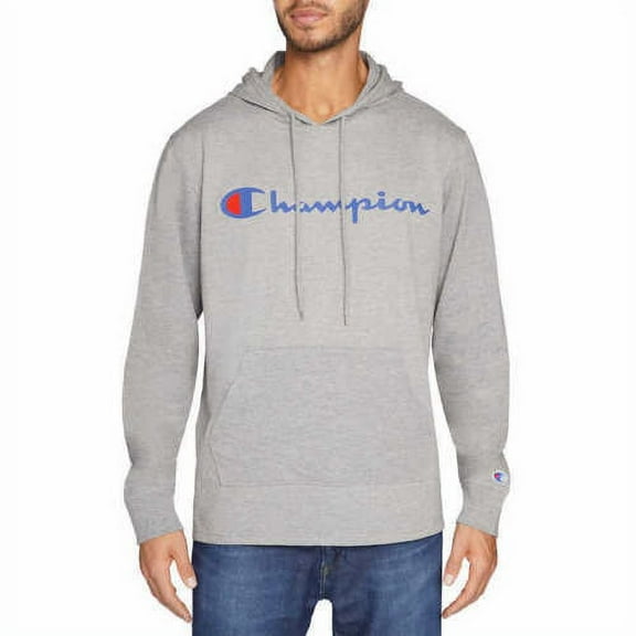 Champion Men's Jersey Hooded Pullover (Gray, Medium)