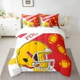 thumbnail image 2 of Manfei Rugby Football Sport 7pcs Bedding Comforter Set,Boya Ball Game Queen Bedding Sets,Yellow Red White Queen Sheet Sets For Adults,Luxury Bedroom Decor Reversible, 2 of 8