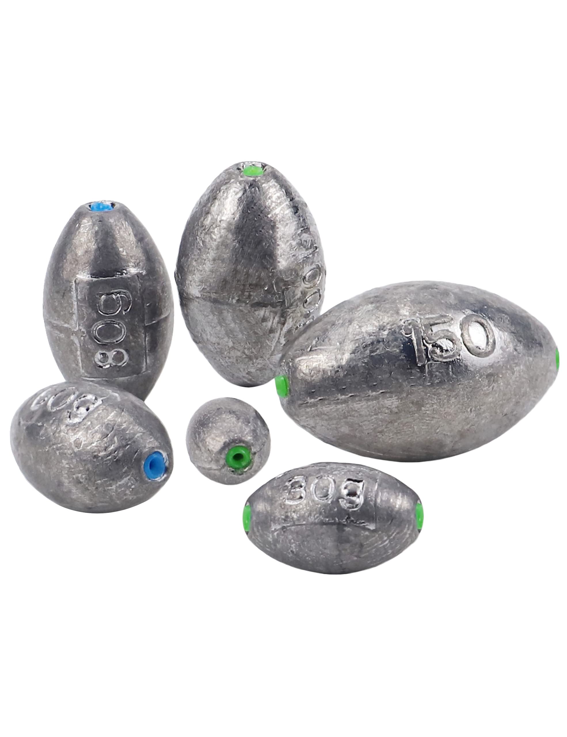 Hlotmeky Egg Sinkers Fishing Weights Saltwater Sinkers for Fishing Line Oval Shaped Bottom