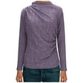 thumbnail image 3 of Oplxuo Long Sleeve Ribbed Tops for Women 2026 Trendy Casual Ruched Going Out T-Shirts Solid Color Tunic Blouse, 3 of 7