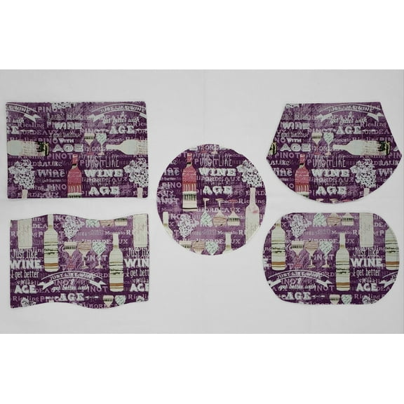 Beer or Wine Placemats by Penny's Needful Things (Oval - Set of 2) (Purple Wine)