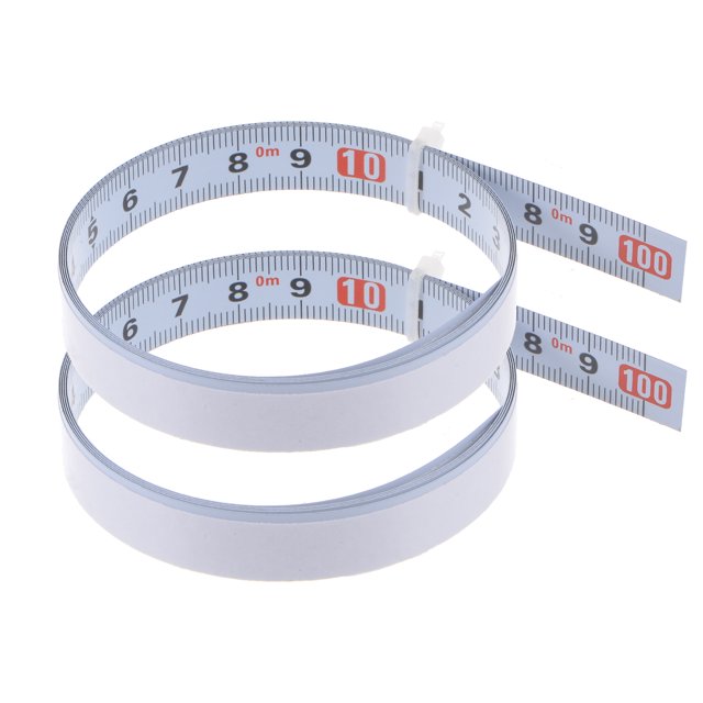 Unique Bargains 2 Pack Self Adhesive Tape Measure 100cm Metric Left to Right Reading Measuring Tape Steel Sticky Ruler, White