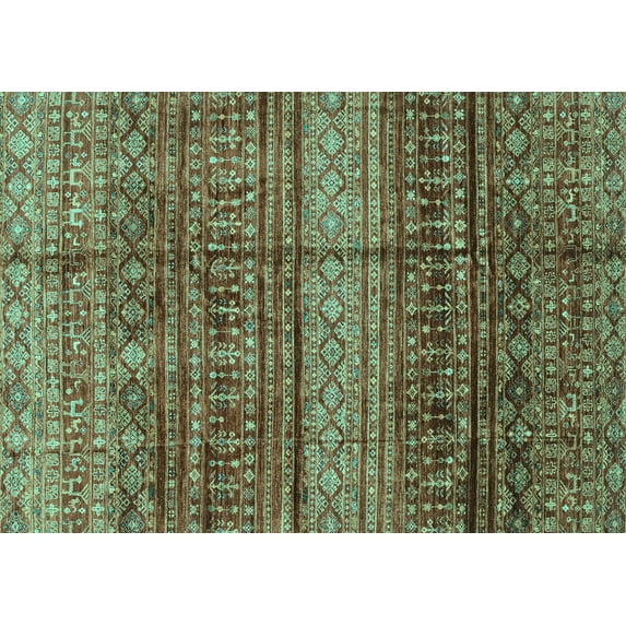 Ahgly Company Indoor Rectangle Abstract Turquoise Blue Modern Area Rugs, 7' x 9'