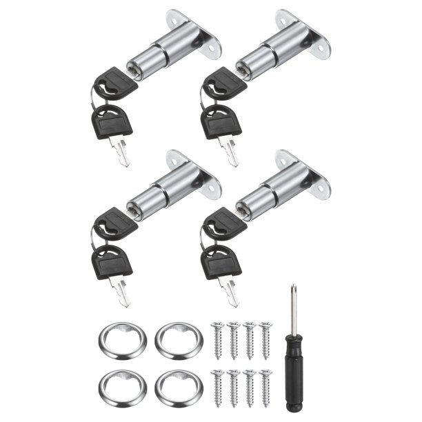 Cerradura de empuje Uxcell 32 mm (1-1/4 pulgadas) de longitud del cilindro, 4 Pcs cerradura de puerta de gabinete de aleación de zinc igualada para archivador, cajón, armario, puerta deslizante