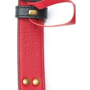 Gucci Studded leather belt metal bow hibiscus red black Belt Moon Pearl Italy New