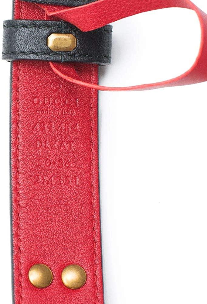 Gucci Studded leather belt metal bow hibiscus red black Belt Moon Pearl Italy New - image 4 of 4