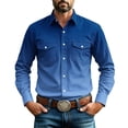 thumbnail image 3 of akafmk Mens Western Shirts Long Sleeve Pearl Snap Shirts Stretch Gradient Button Down Collared Shirts Business Casual Work Shirts, Size XL, 3 of 8