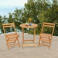 thumbnail image 4 of Gymax 3PCS Folding Bistro Set Solid Acacia Wood Table & Chairs Slatted Tabletop Patio, 4 of 10