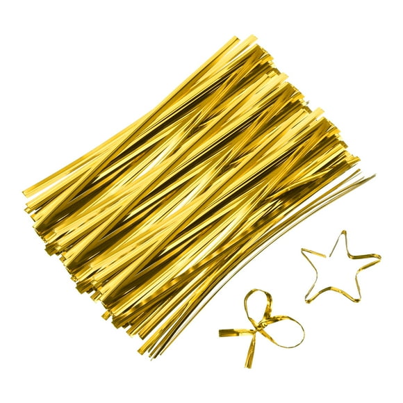 5" Twist Ties, Metallic Twist Ties, Reusable Plastic Coated Twist Ties, Pack of 800, Gold