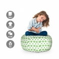 thumbnail image 2 of Green Storage Toy Bag Chair, 60s 70s Pop Art Inspired Retro Green Polka Dots Circles Vintage Design Art, Stuffed Animal Organizer Washable Bag, Large Size, Fern Green and White, by Ambesonne, 2 of 3
