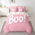 thumbnail image 3 of Manfei Girly Pink Halloween Bedding Comforter Set 7 Pieces for Kid, Kawaii Boo Full Bedding Set, Cute Princess Cartoon Reversible Fitted Sheet Flat Sheet, Super Cozy Room Decor, 3 of 8