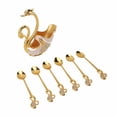 thumbnail image 1 of Swan Dinnerware Set, Golden Exquisite Design Decorative Swan Base Holder With 6 Spoons For Coffee Fruit Dessert Stirring Mixing, 1 of 8