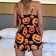 thumbnail image 5 of Wuxian Ladies' Halloween Pajamas Set 2 Piece Set Spaghetti Strap Funny Pumpkin Ghost Printed And Shorts Sleepwear Suite For Women Comfortable Soft Home Wear,M, 5 of 7