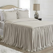 Sweet Jojo Designs Gathered Bedspread Taupe Queen Size Extra Long Bedspread Cover 3 Piece Set