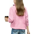 thumbnail image 5 of dazeni Girls Half Zipper Sweatshirts Cute Trendy Waffle Fall Pullover Tops for Teen Girls Long Sleeve Sweater Clothes Pink 14-15Years, 5 of 5