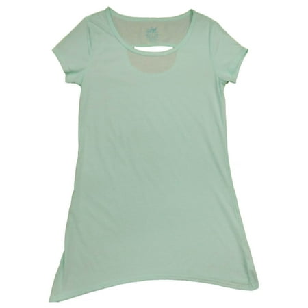- Womens Blue Green Striped Sleep Shirt Slit Back Nightgown