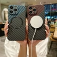 thumbnail image 3 of Magnetic Carbon Fiber Texture Fine Hole Camera Protection Phone Case For iPhone 16 15 14 Plus 13 12 11 Pro Max Shockproof Cover 2 For iPhone 16 Plus, 3 of 6
