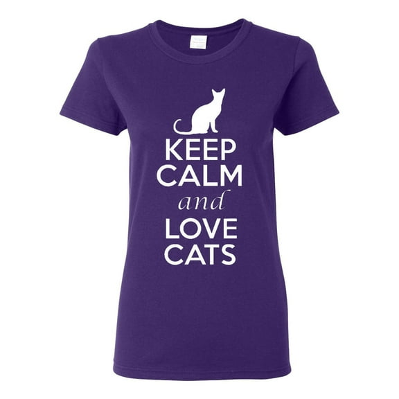 Ladies Keep Calm And Love Cats T-Shirt Tee