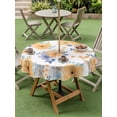 thumbnail image 3 of Orange Watercolor Floral Outdoor Tablecloth - 54 Inch Round Dining Table Cover, Spring Flower Abstract Art Waterproof Outdoor Table Cloth with Umbrella Hole & Zipper for Picnic/Patio/Party, 3 of 7