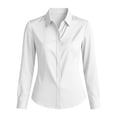 thumbnail image 5 of biudgviw Womens Dress Shirts Formal Fit Long Sleeve Tunic Tops Casual Button Down Collared Satin Blouse for Work Office, 5 of 7